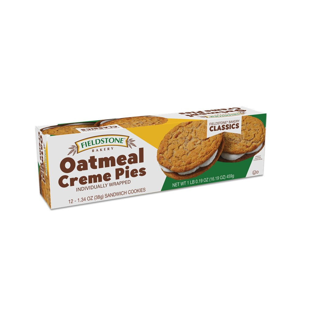 Fieldstone Bakery Oatmeal Creme Pies carton